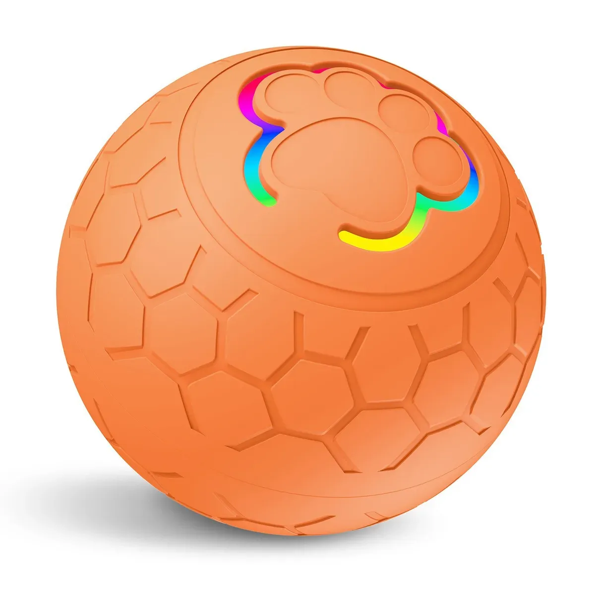Orange smart LED bouncing pet ball