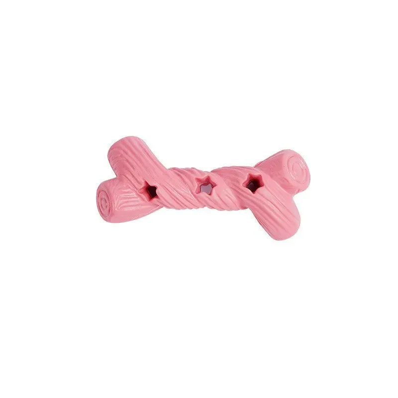 Pink bone-shaped treat-stuffing chew toy