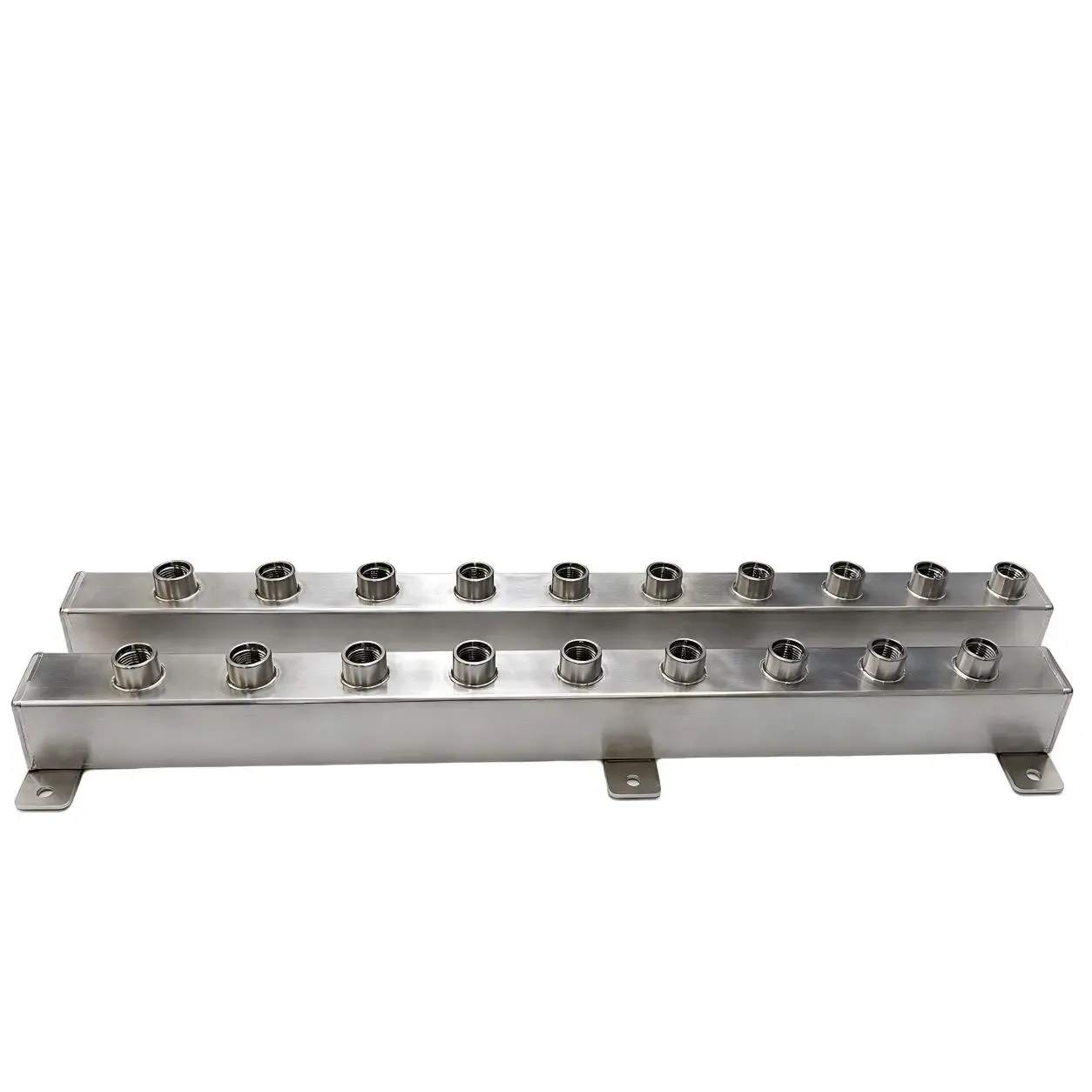 CNC machined Stainless steel liquid cooling manifold body with threaded ports
