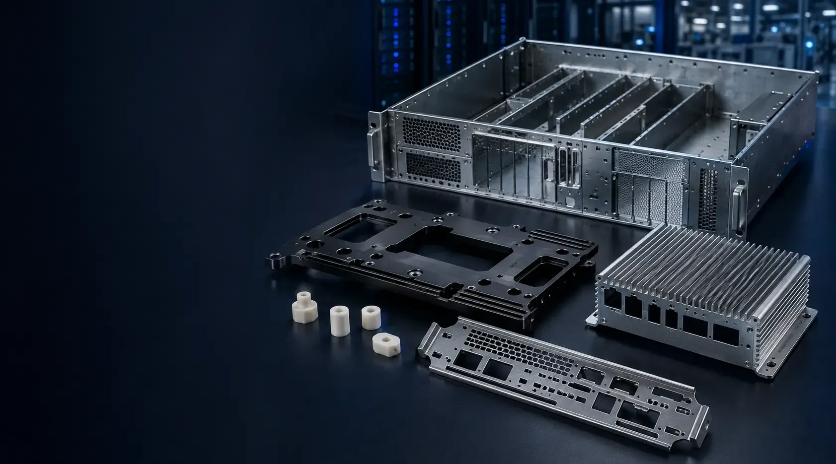 Custom manufactured mechanical components for AI hardware and server systems.