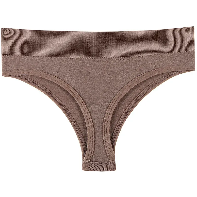 Front view of women's seamless ribbed brief showing ribbed knit texture and classic brief silhouette