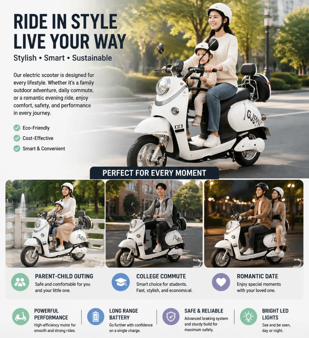 60v1000w family use electric scooter
