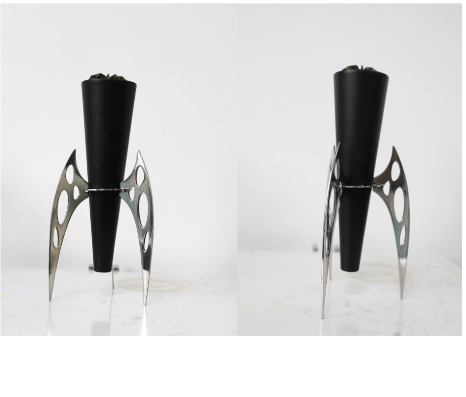 Planet Cup Planter 04 — Matte black painted / polished steel metal planter by KingDeco Studio