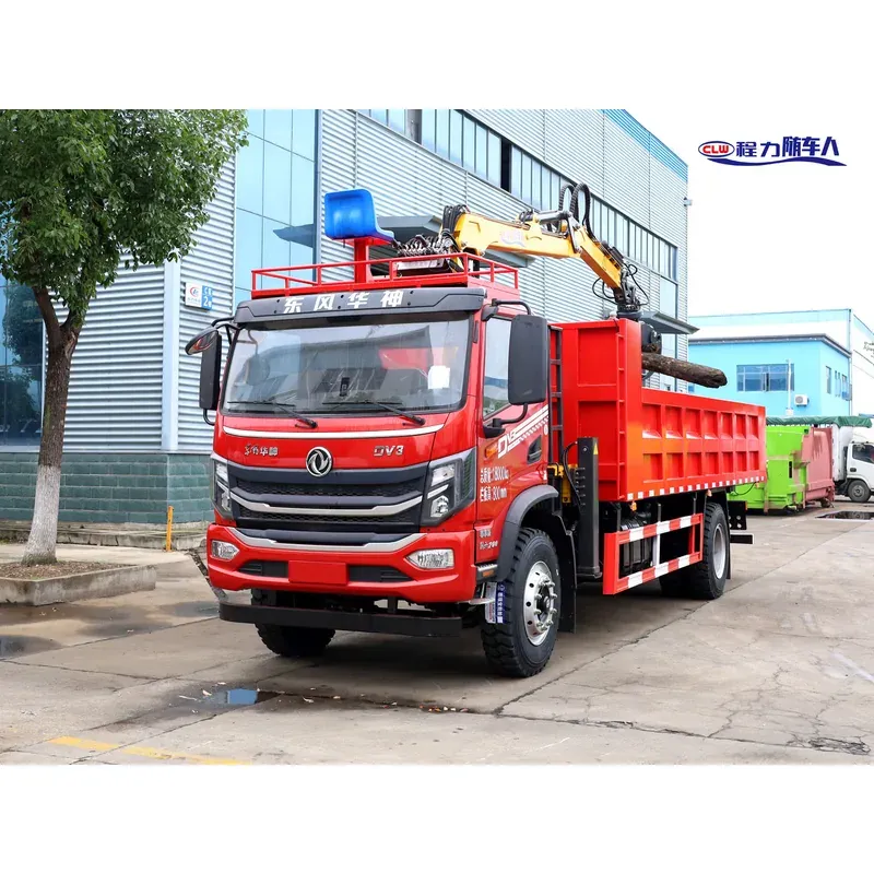 Truck-Mounted Log Grab on Dongfeng DV3 — 7.5 m Boom, 2+2 Flat-Jaw, Rigid-Linked — main view