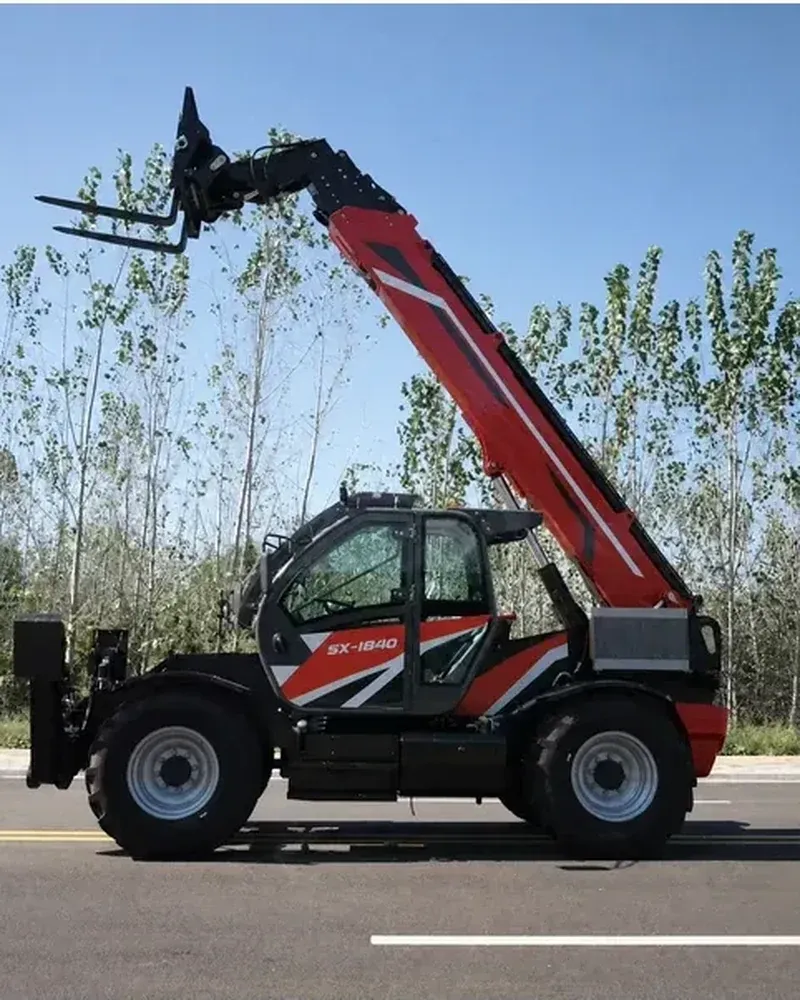 Off-road telehandler SX1840 with its telescopic boom raised, side view