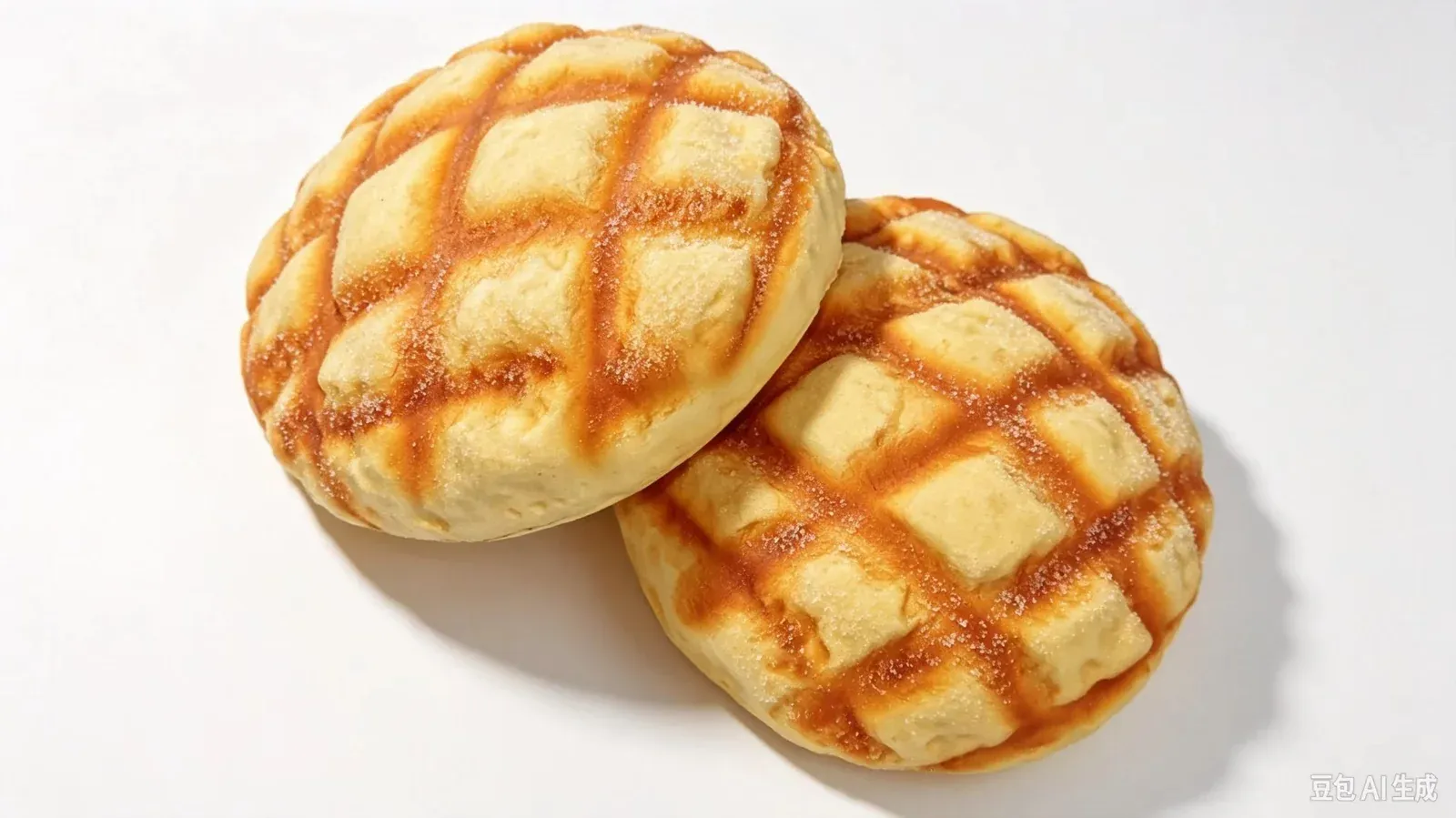 Two large pineapple bun-shaped PU squishy toys with golden textured tops