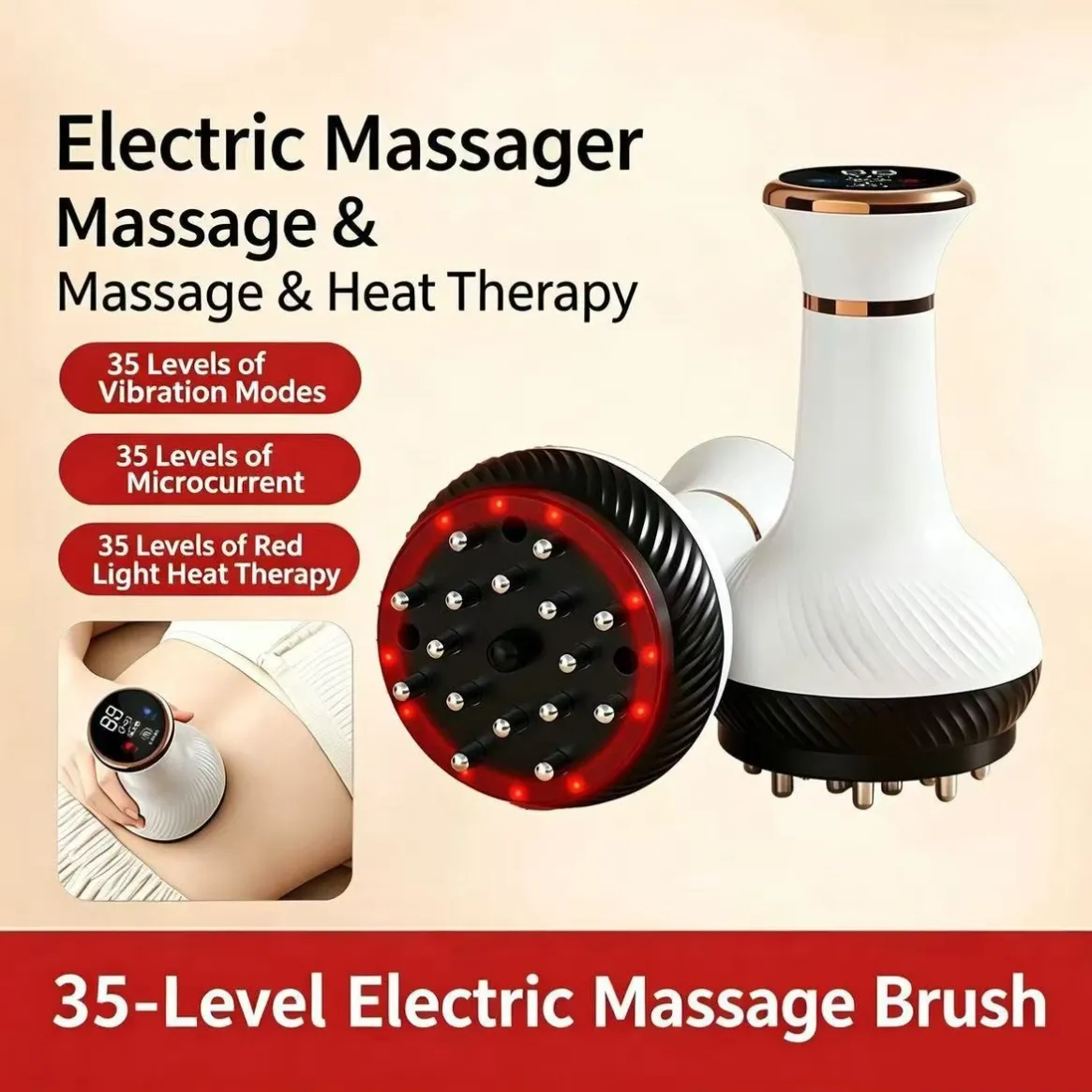 Electric massage brush with vibration modes and customized product options