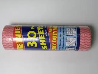 Pink wave-patterned kitchen wipe roll in 30-sheet packaging