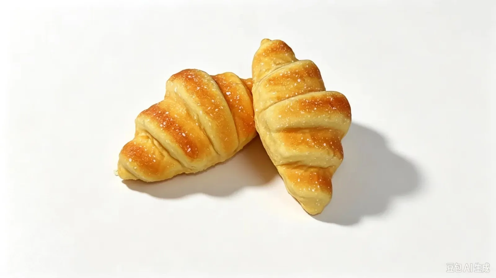 Two golden croissant-shaped PU squishy toys on a white background