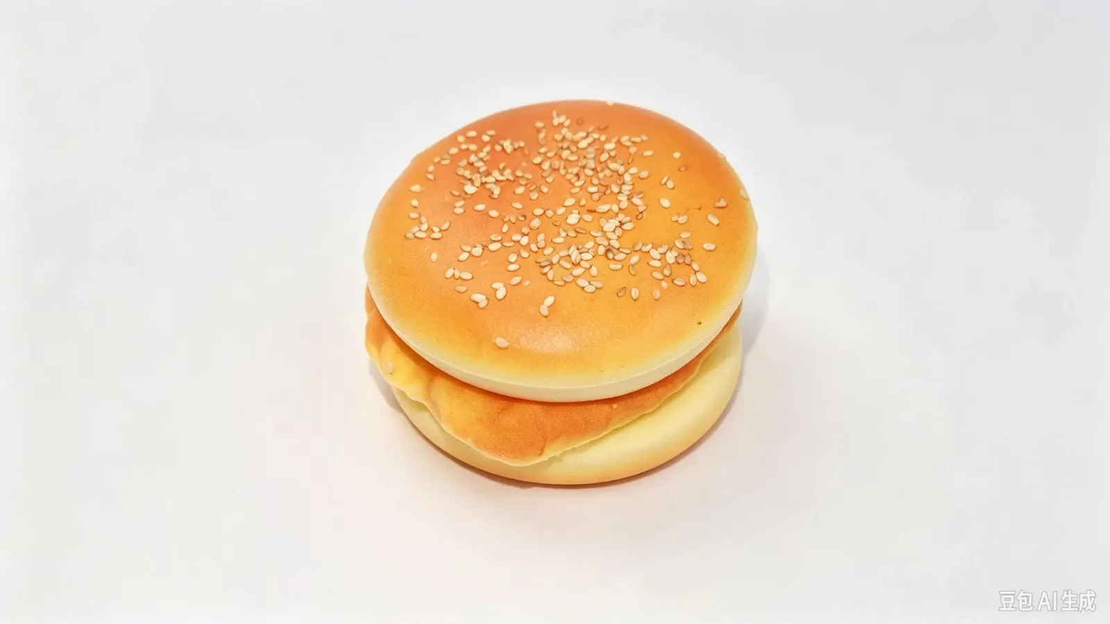 Three-layer hamburger-shaped PU squishy toy with a sesame-style bun