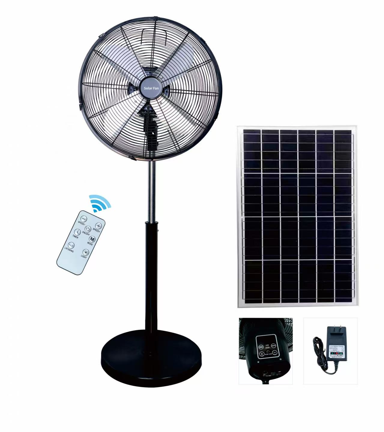 FS-868 18 Inches-Brushless motor Solar oscillating floor fan remote control