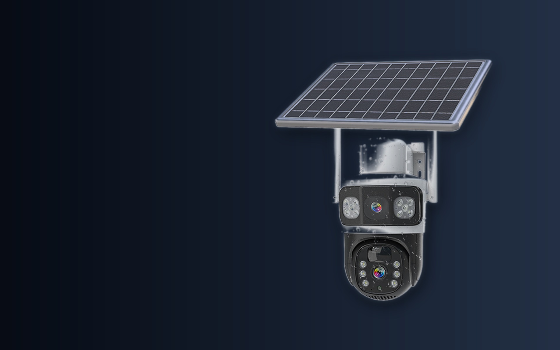 KeenCamPro dual-lens solar PTZ camera with solar panel
