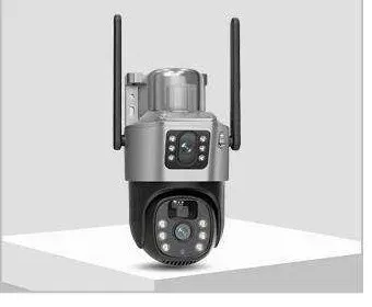 EXF-QS12-B4L solar powered dual-lens PTZ security camera with solar panel
