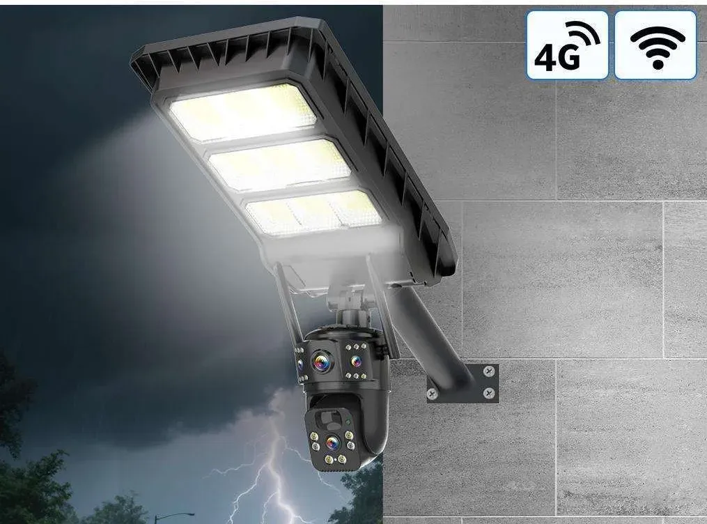 EXF-DQS8-B4L solar street lamp camera with dual-lens PTZ camera and LED floodlight