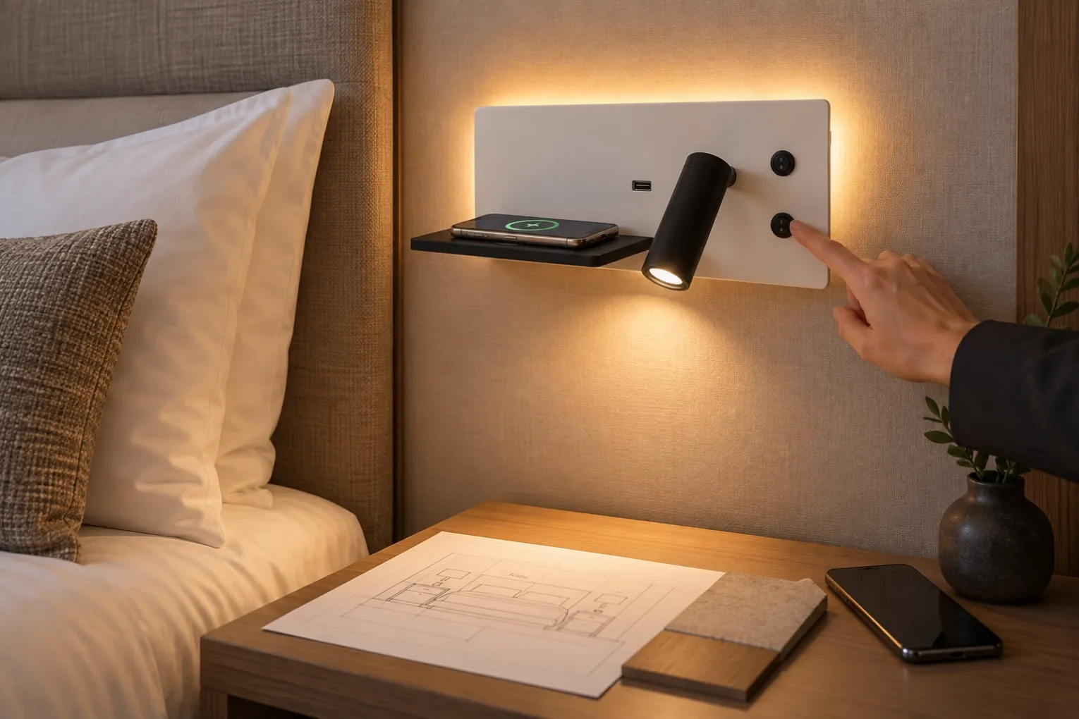 hotel-bedside-reading-light-sample-trial-order-approval