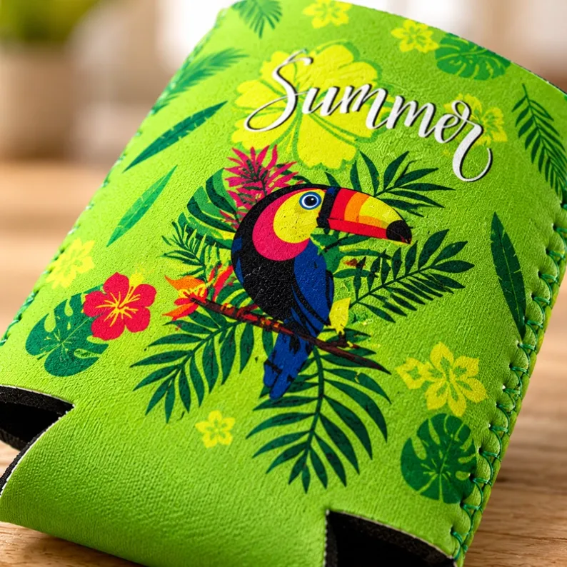 custom-can-cooler-tropical-print-detail