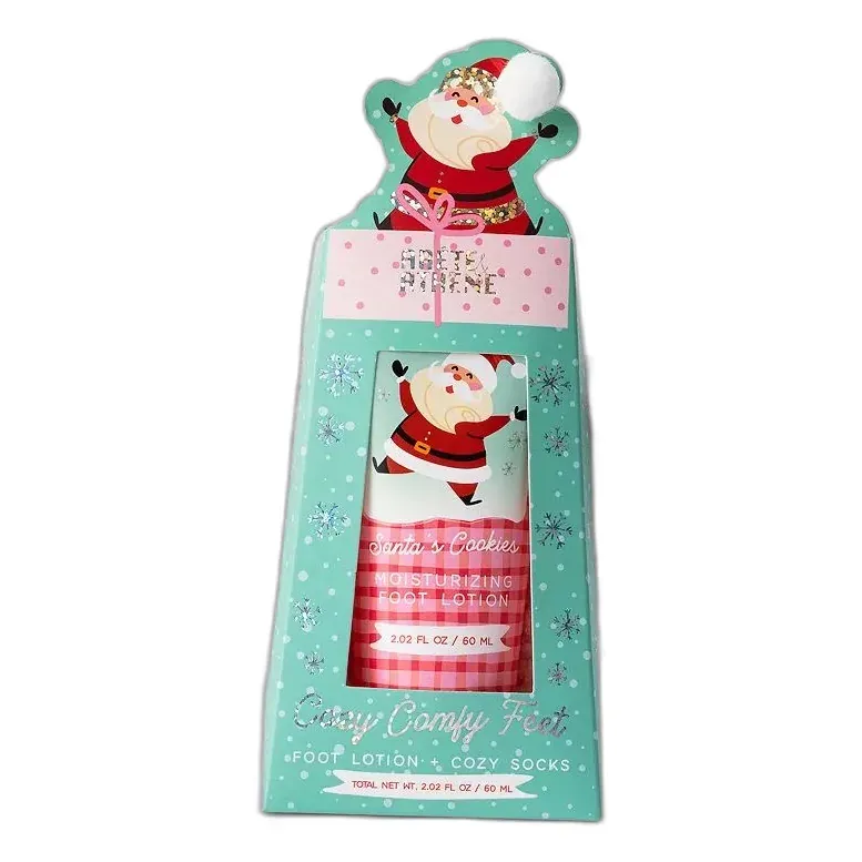 Cosy Comfy Feet holiday gift box with foot lotion and cozy socks