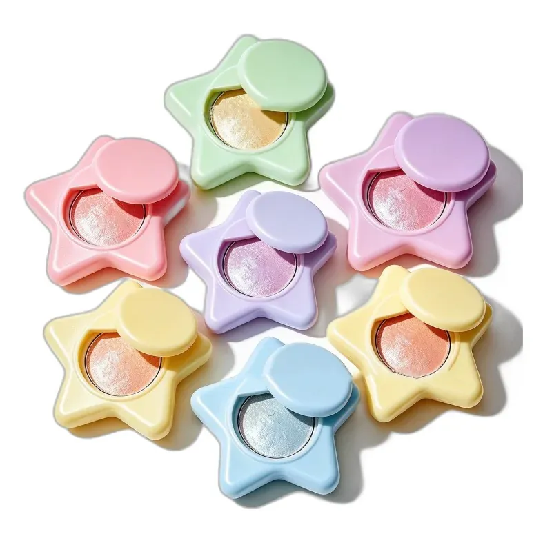 Pastel star-shaped lip balm cases with pearly balm window