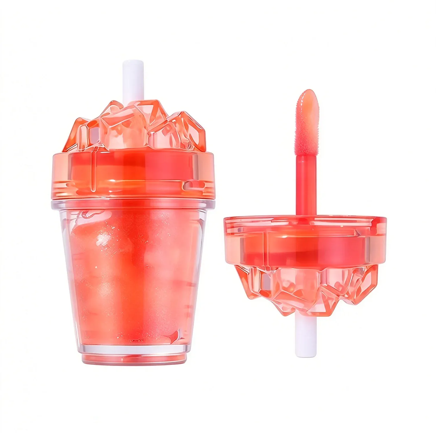 Clear trifle cup lip gloss with a domed lid and lip brush