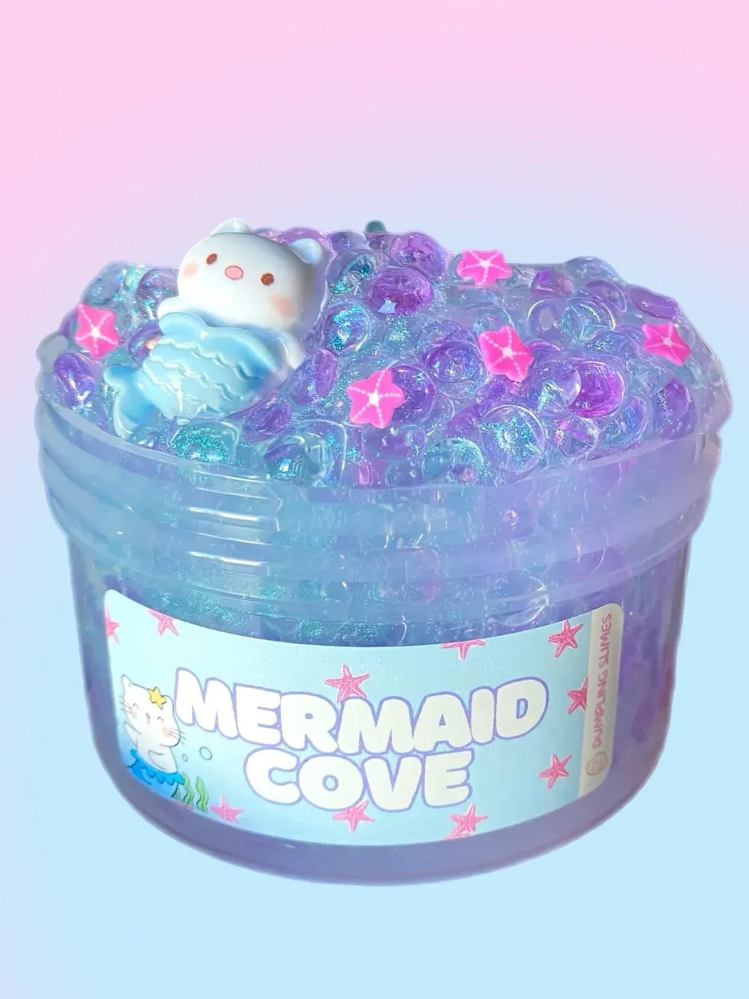 Mermaid Cove blue crystal glitter slime jar with charm
