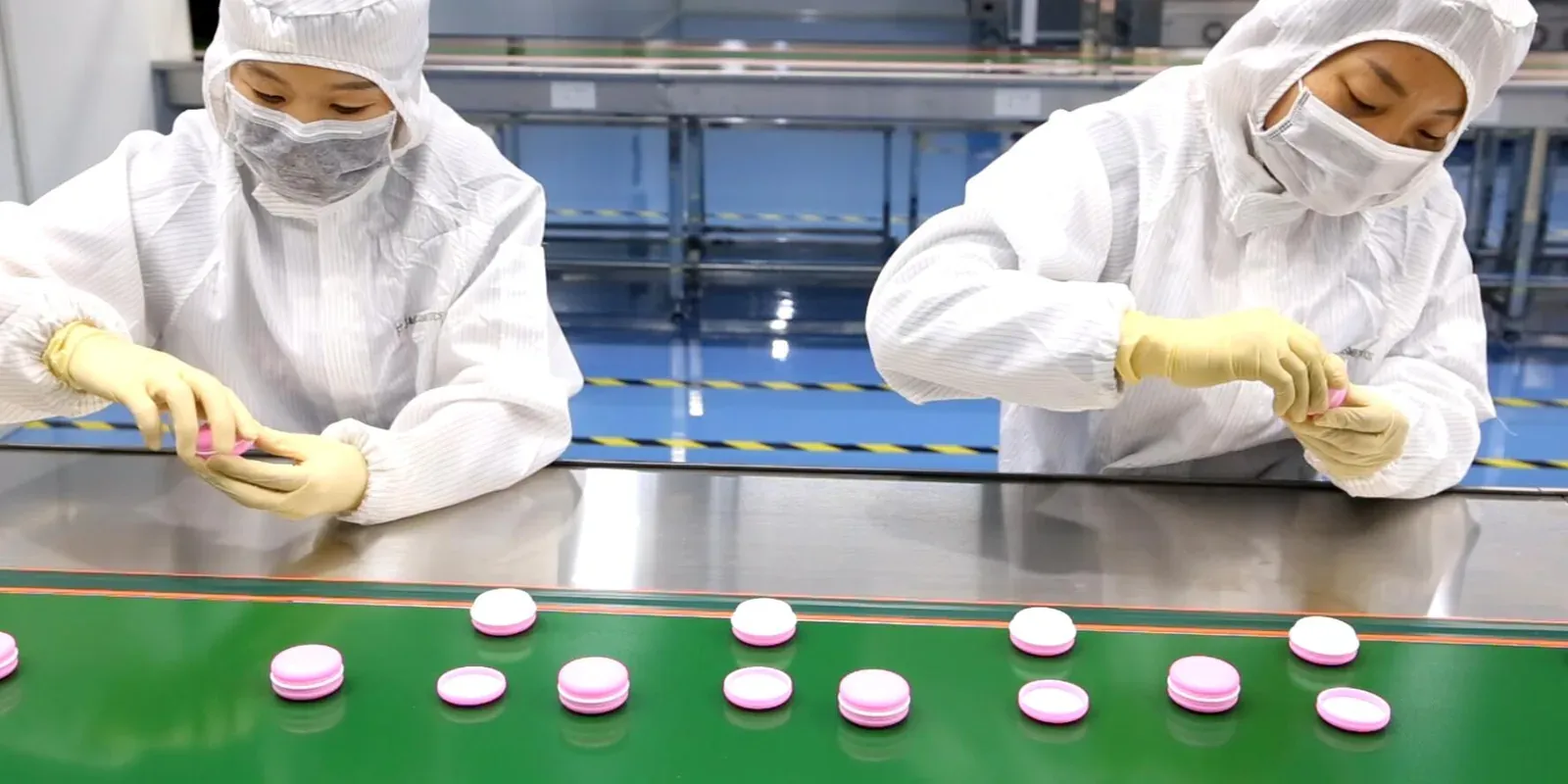 Factory - lip balm filling close up