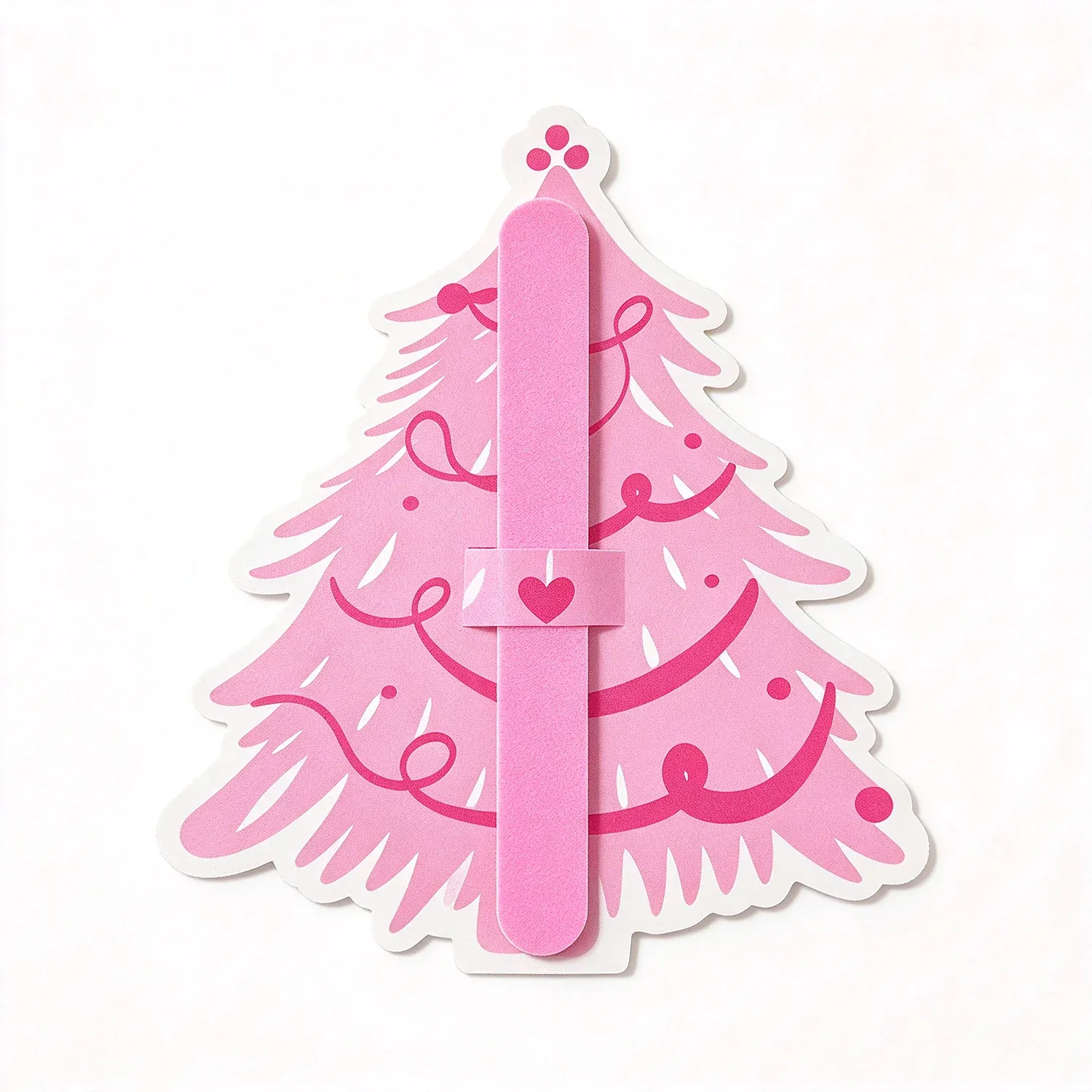 Christmas tree shaped nail file cards in pink