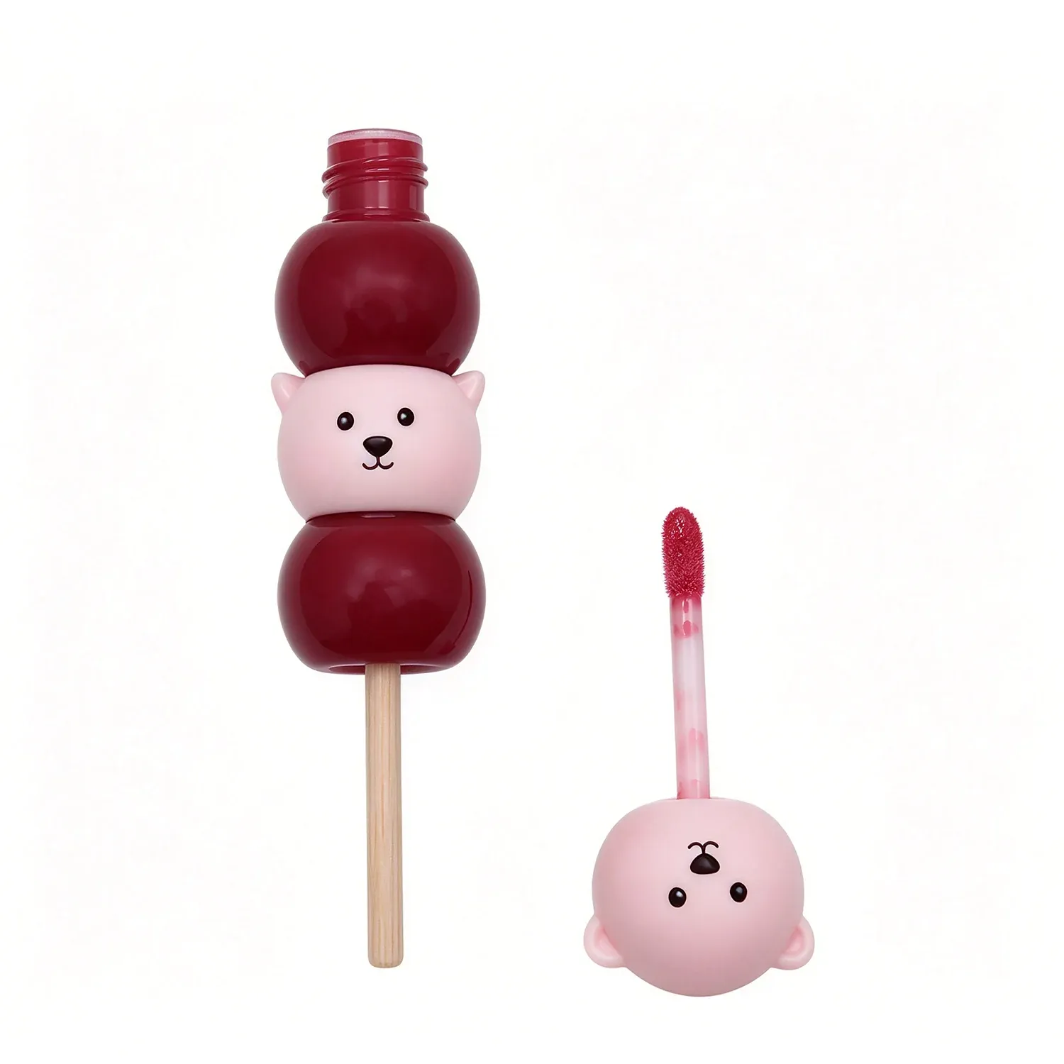 Bear shaped popsicle lip gloss on a stick with a matching applicator