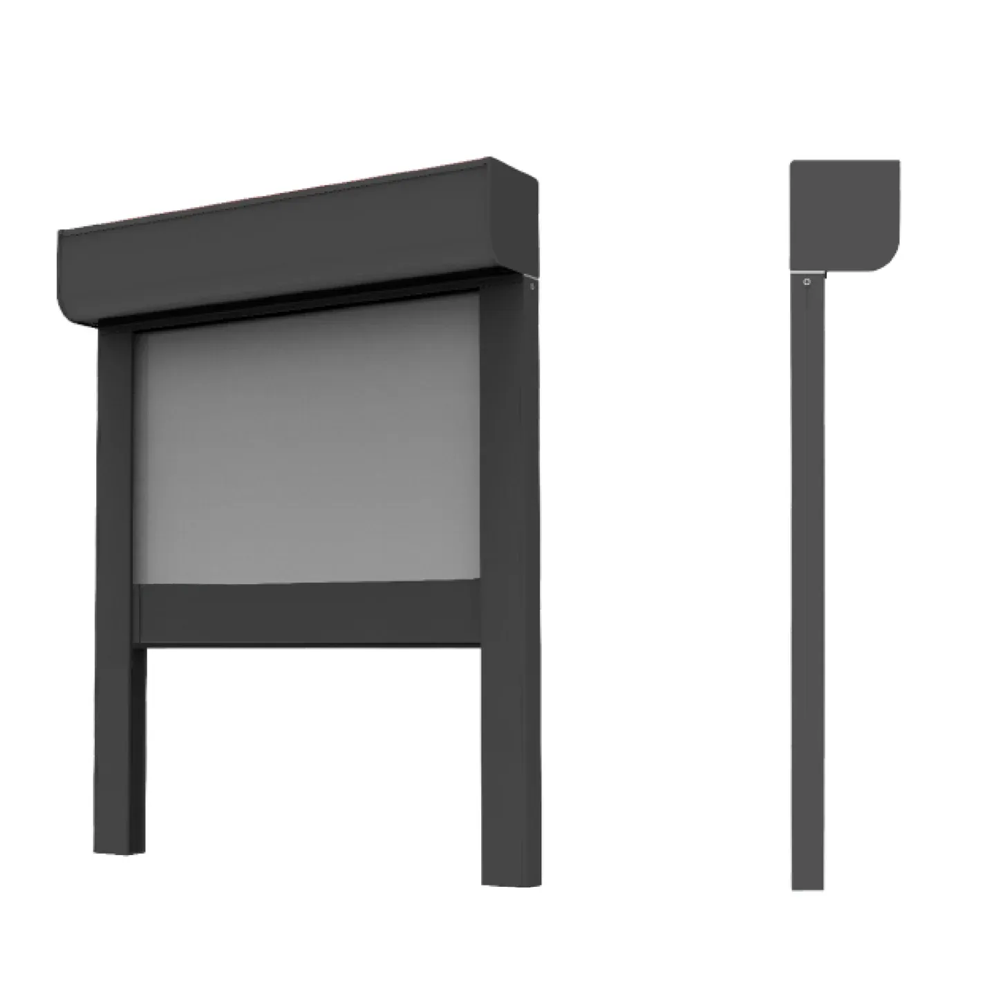 ZT170 2-in-1 motorized and manual windproof roller blind, fabric partially lowered, with side rail profile