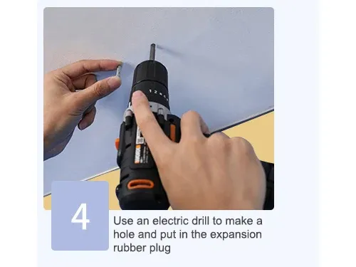 Use an electric drill to make a hole and put in the expansion rubber plug