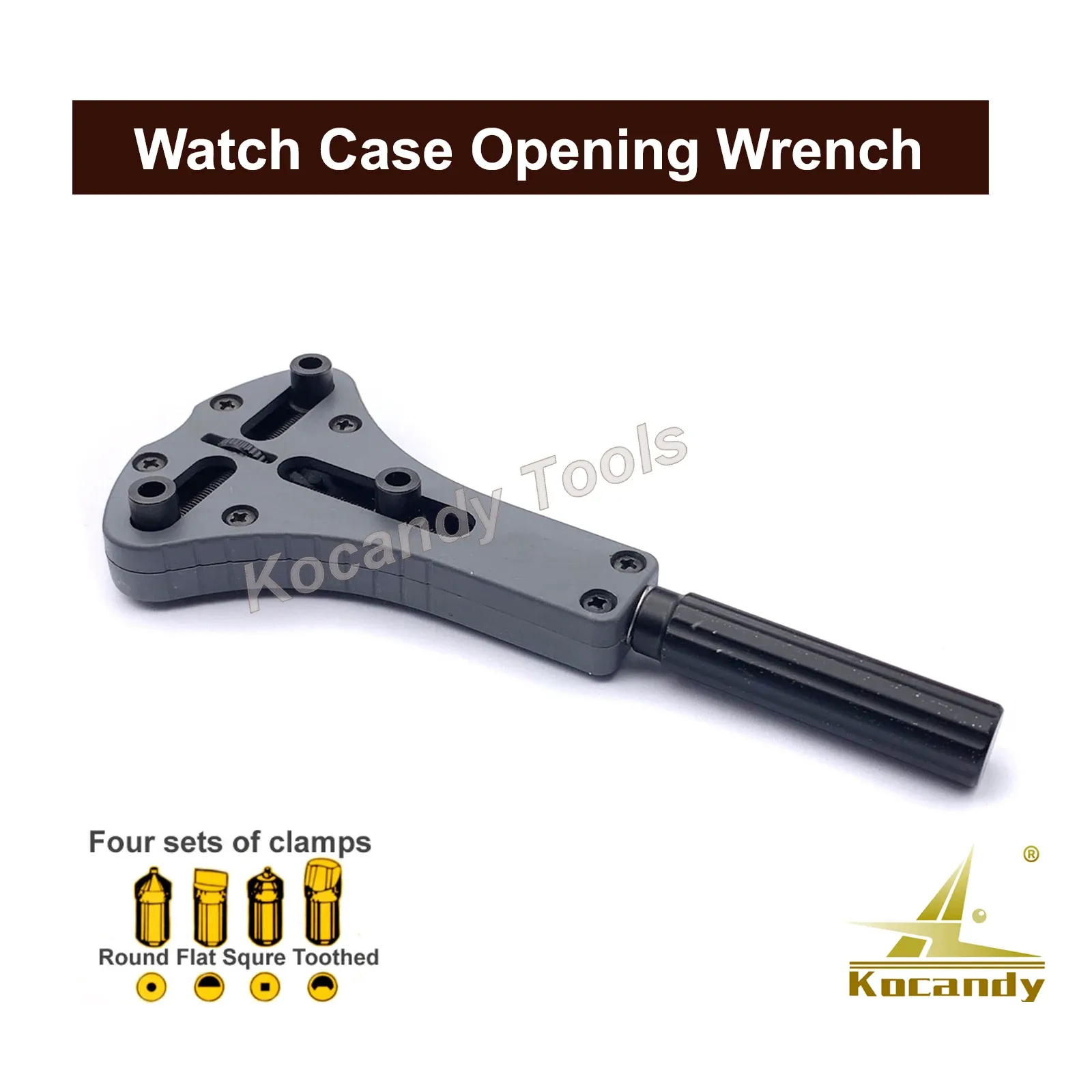 Case opener wrench with adjustable jaws on plain background