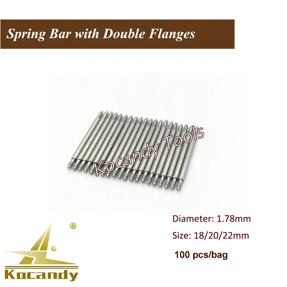 Bundle of stainless spring bars beside a plain white box