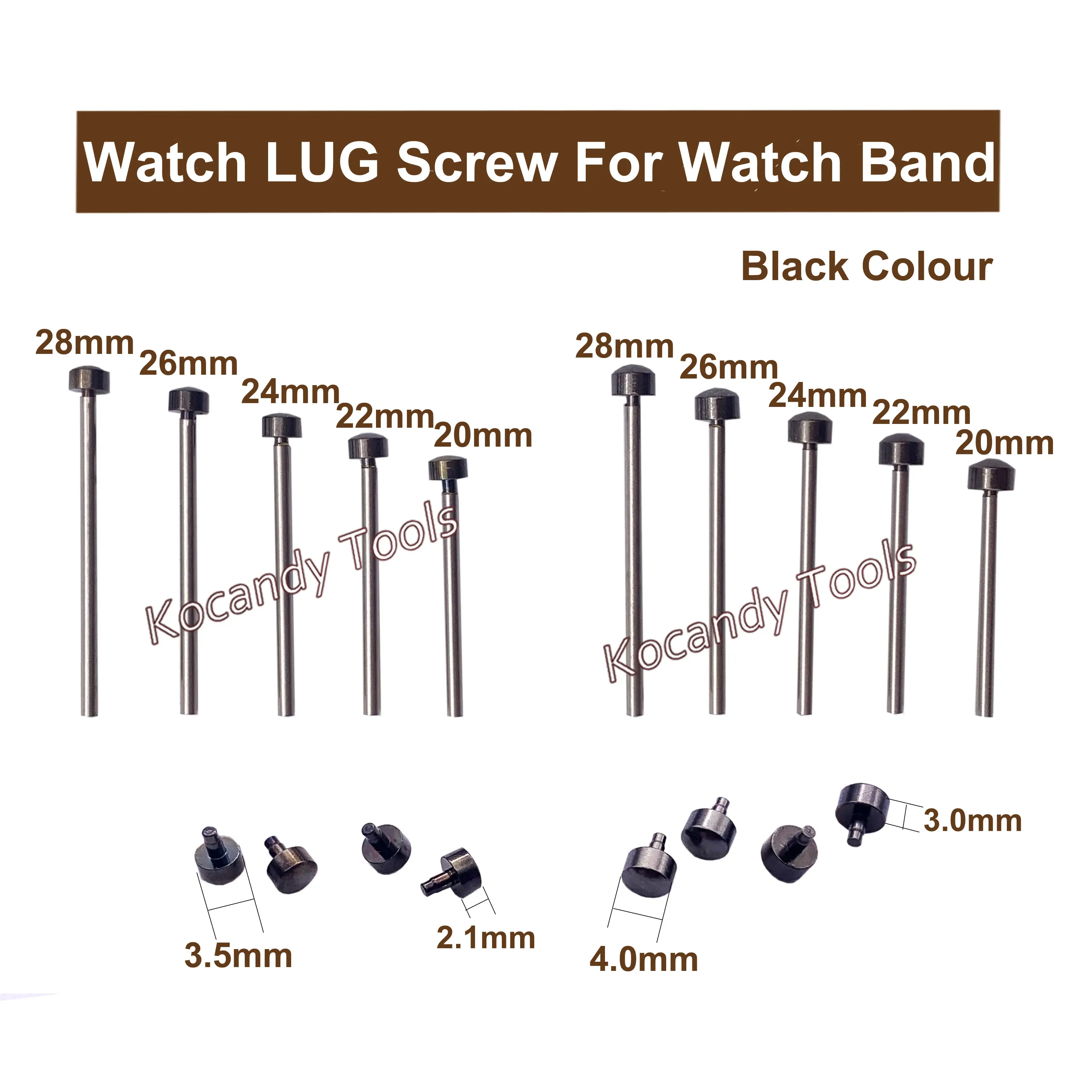 Assorted black and silver pin taps and screws laid out on white