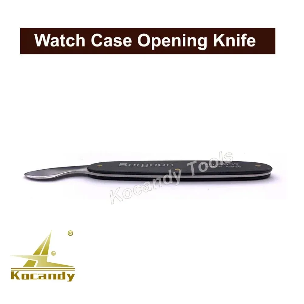 Black pocket knife case opener lying flat on white