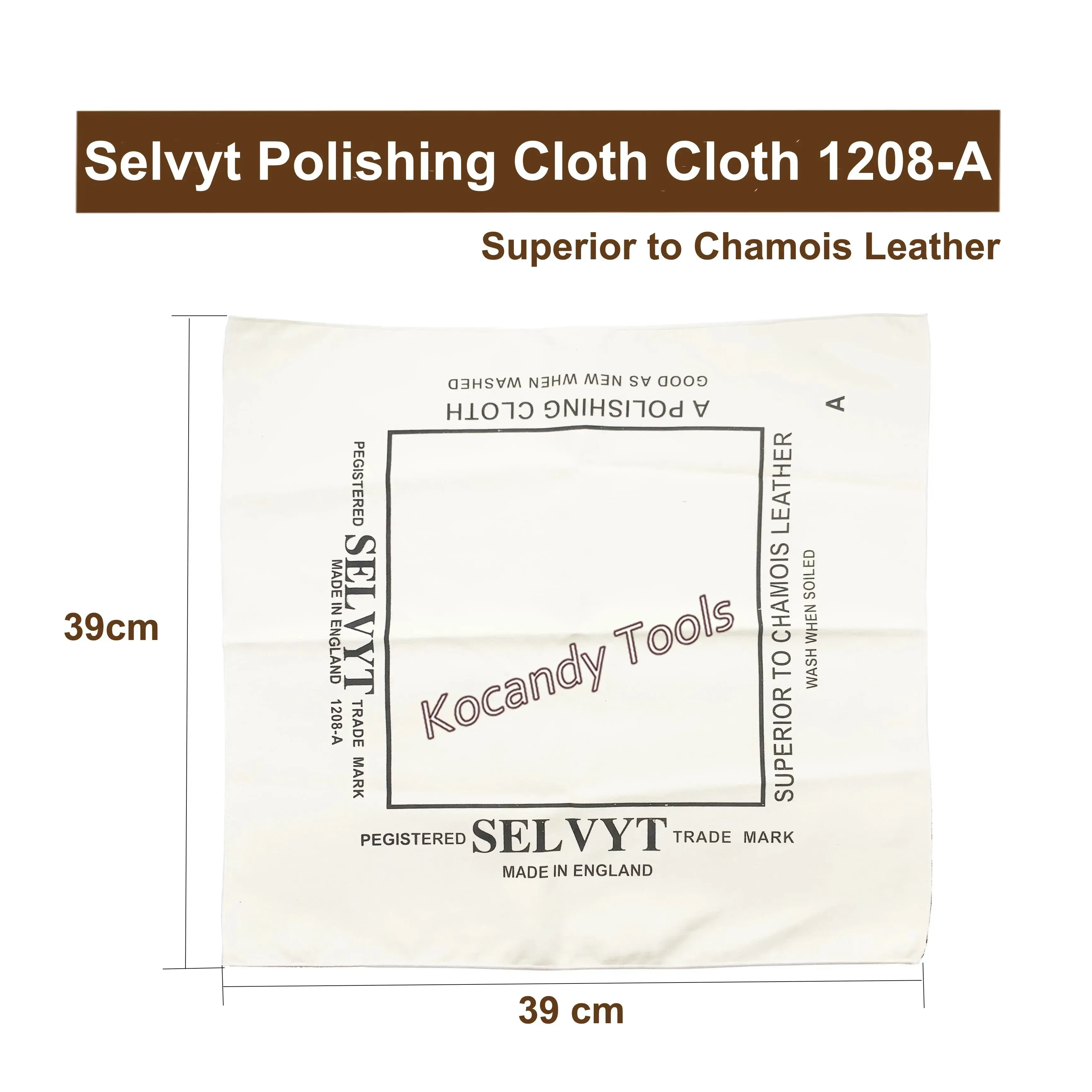 Selvyt cloth in a printed sleeve measuring 35 by 39 cm