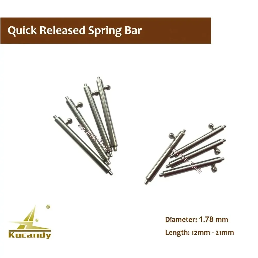 Spring bars spread out labelled diameter 1.5mm length 18mm