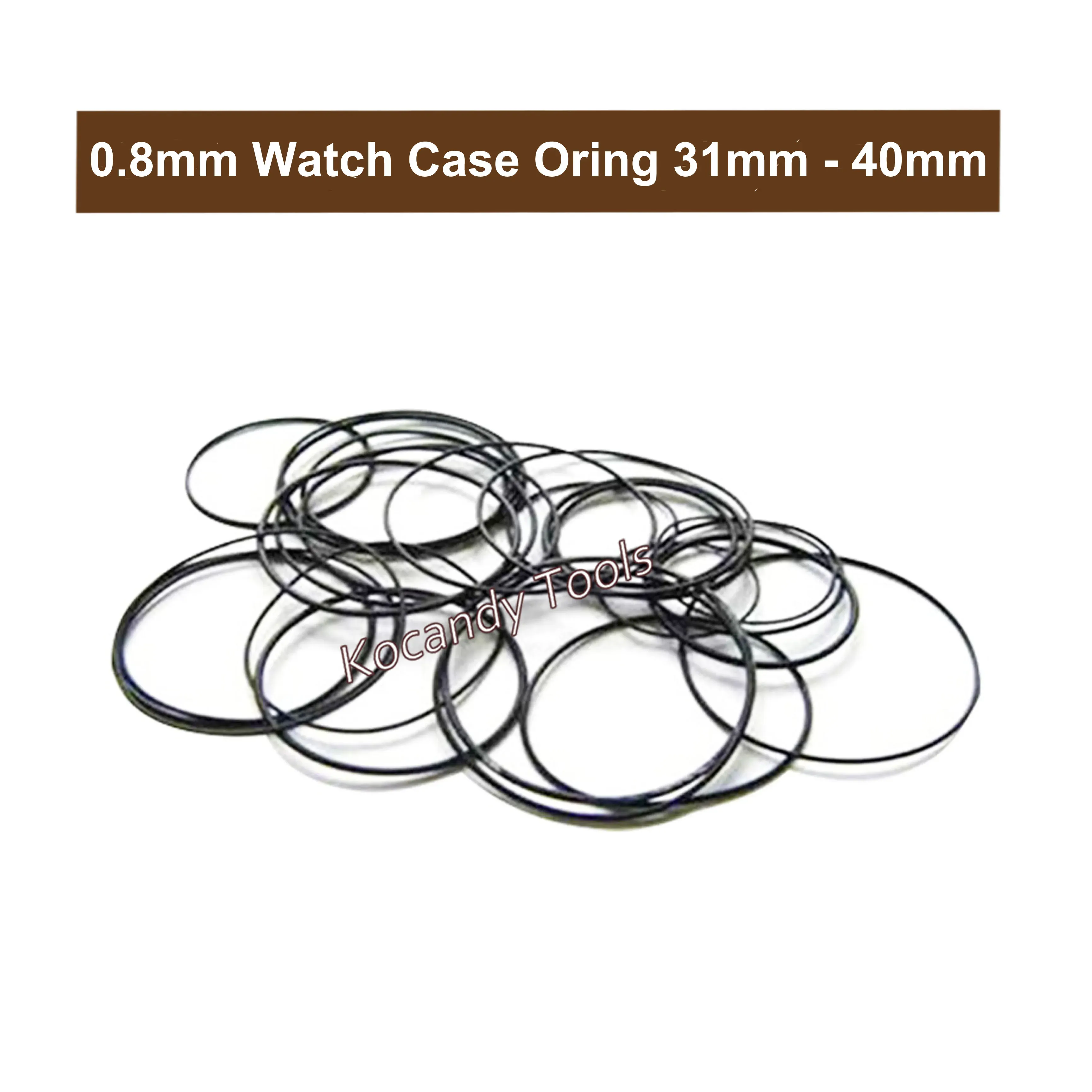 Dense tangle of loose black 0.8mm watch case back gaskets