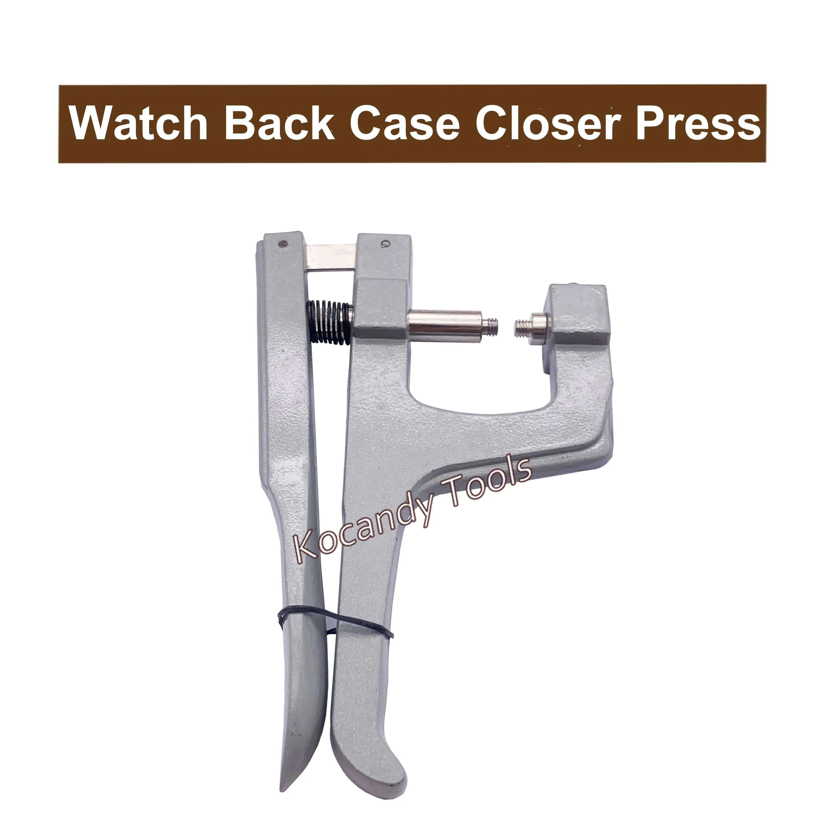 Case closer press with a screw down plunger shown from the front