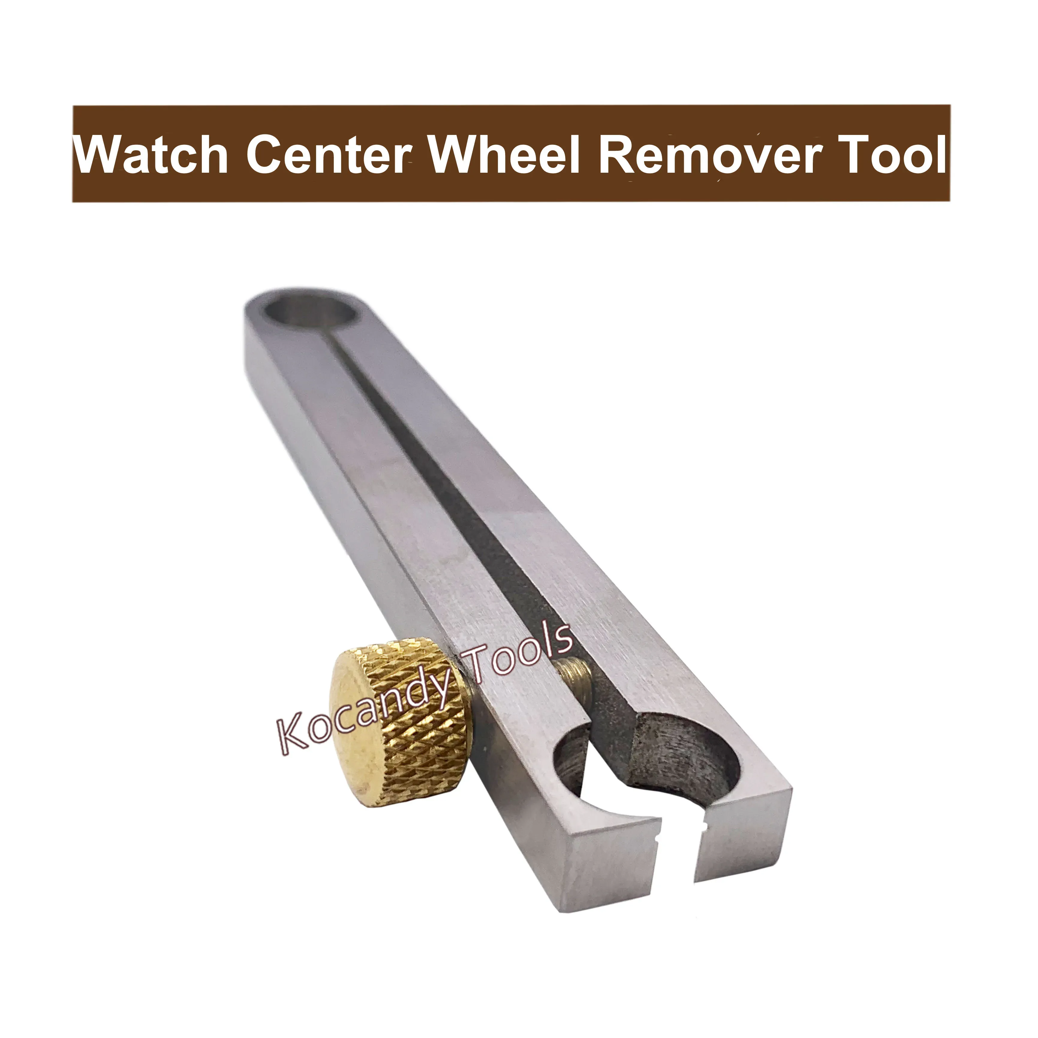 Centre wheel remover tool with a brass knurled adjustment knob
