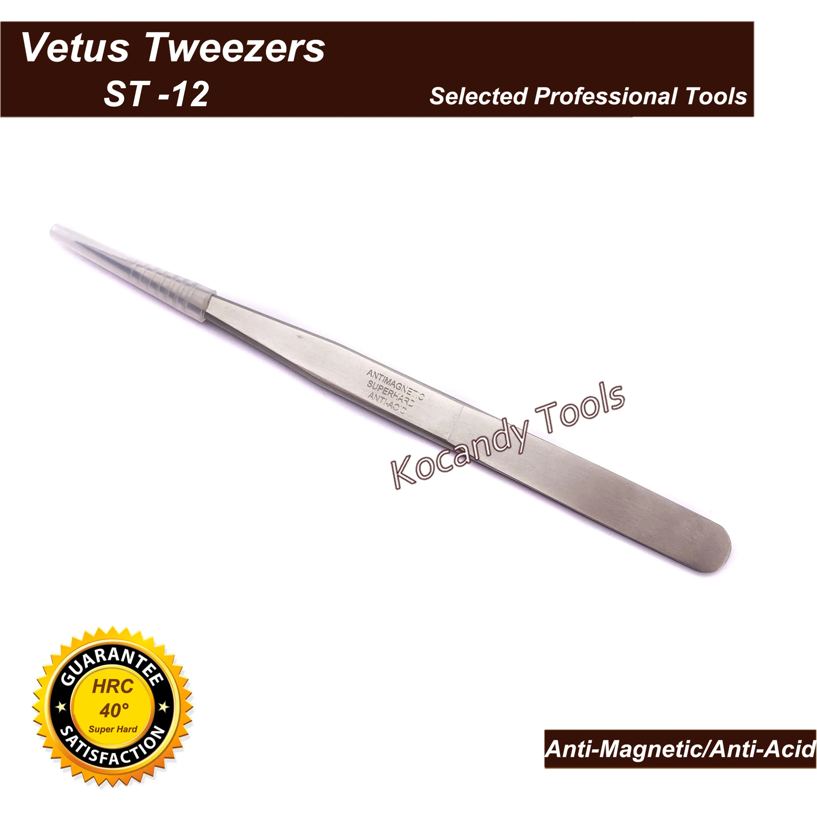 Single ST-12 tweezers shown at an angle on white