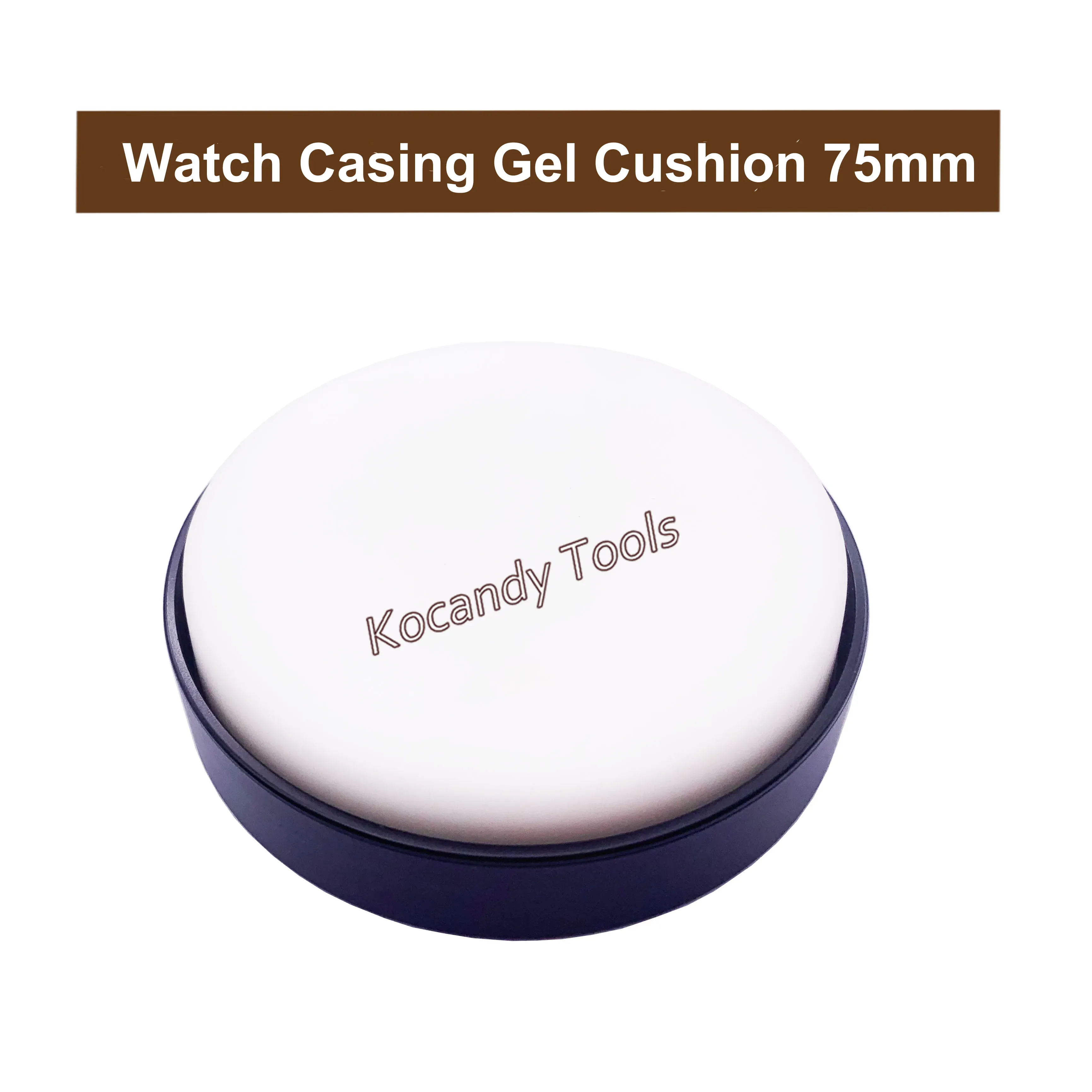 White round gel cushion pad for watch casings viewed from directly above