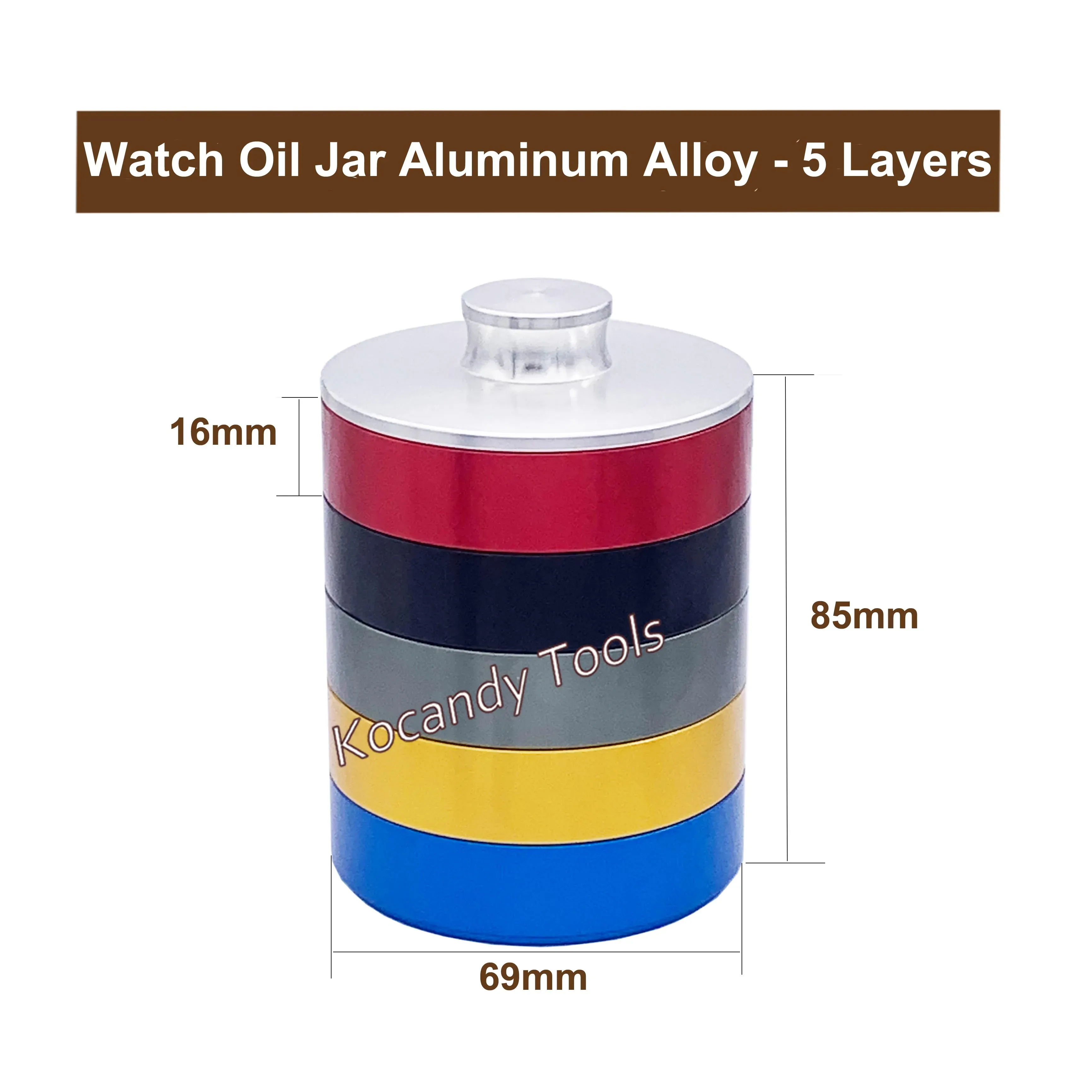 Five-layer washing jar with marked dimensions 16 mm 83 mm and 89 mm