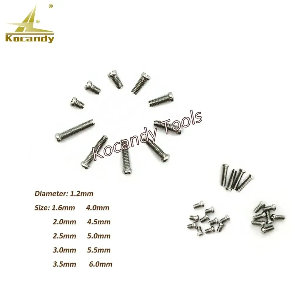 Screws fanned in a circle by size with 2.0mm to 5.0mm labels