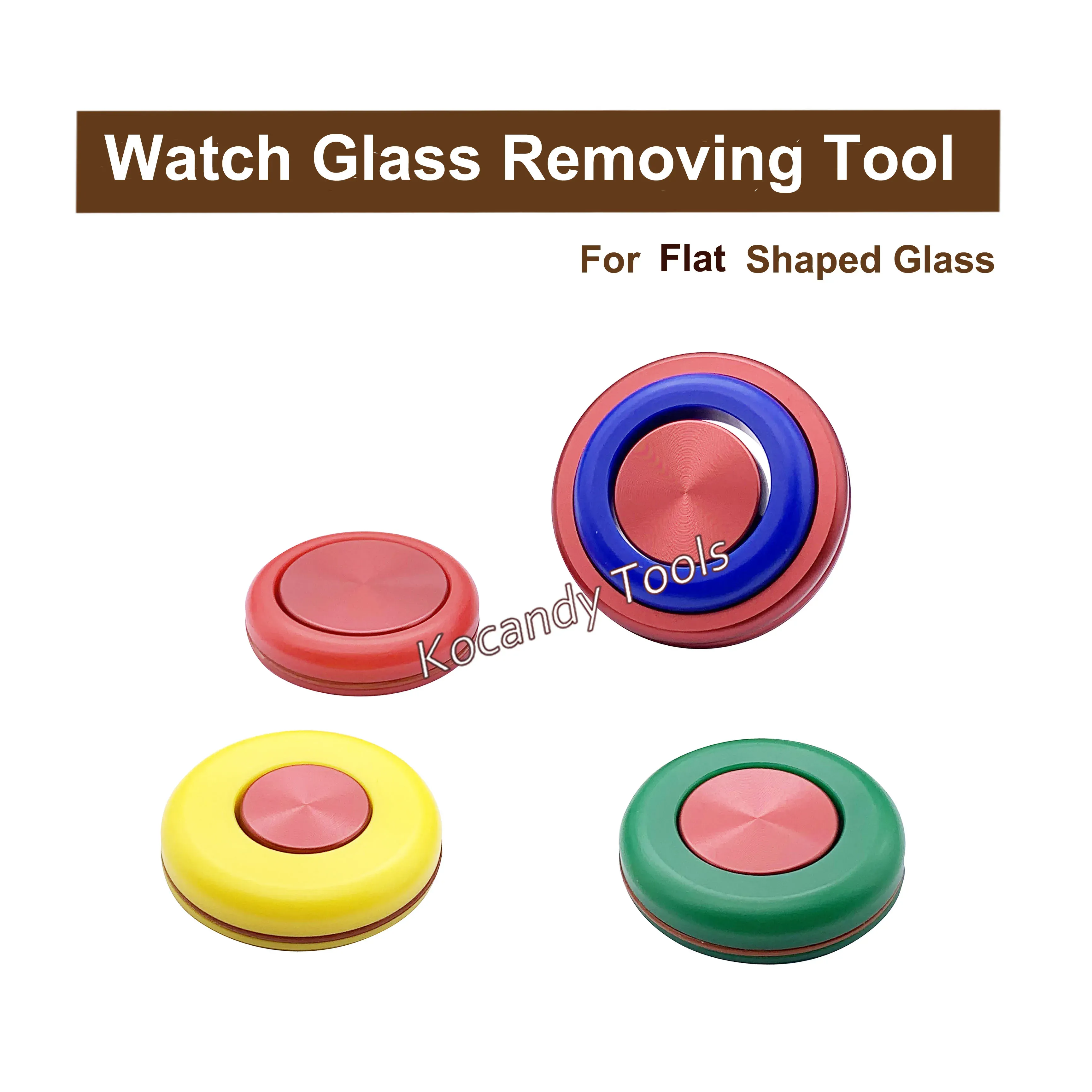 Flat glass opener cups with coloured rubber rings