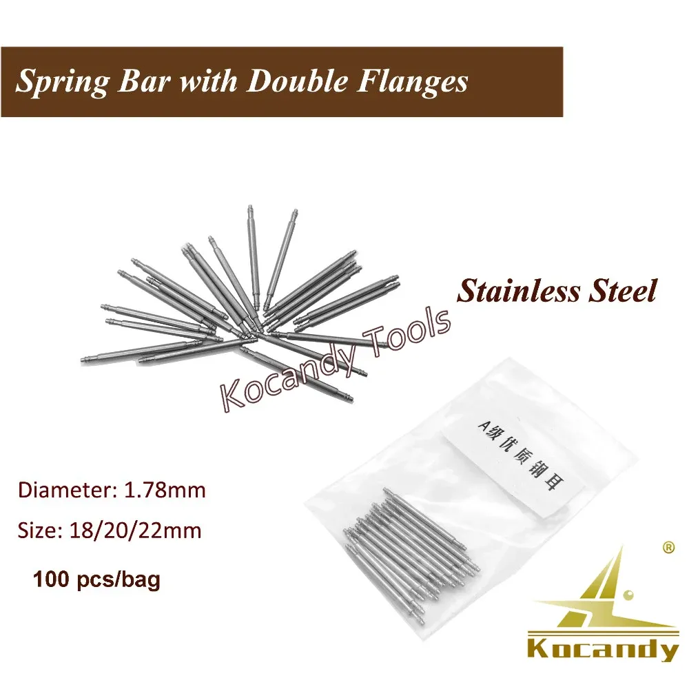 Spring bars radiating outwards, diameter 1.78mm, sizes 18 to 22mm