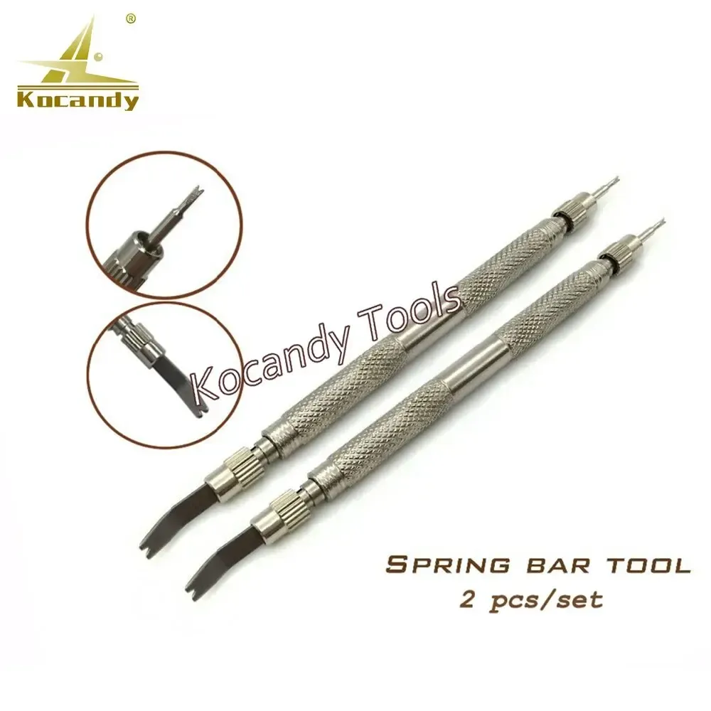 Two spring bar tools with tip insets, labelled two pieces per set