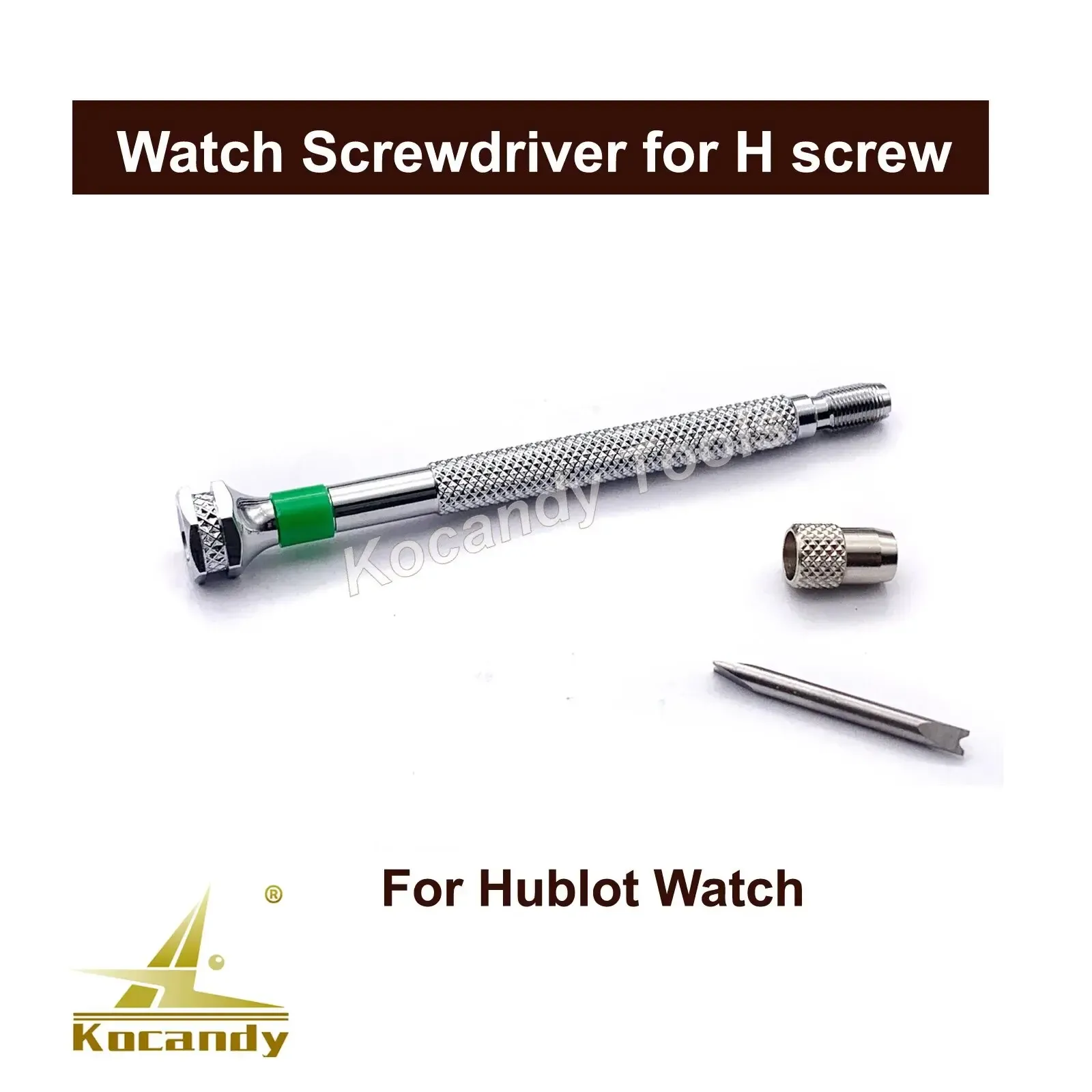 Screwdriver with a spare tip alongside, labelled for Hublot watch