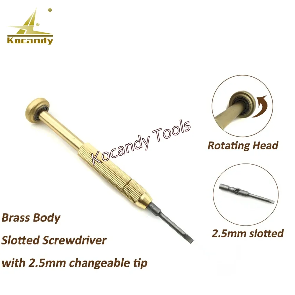 Brass watch hand lever with rotating head and 2.5mm slotted tip