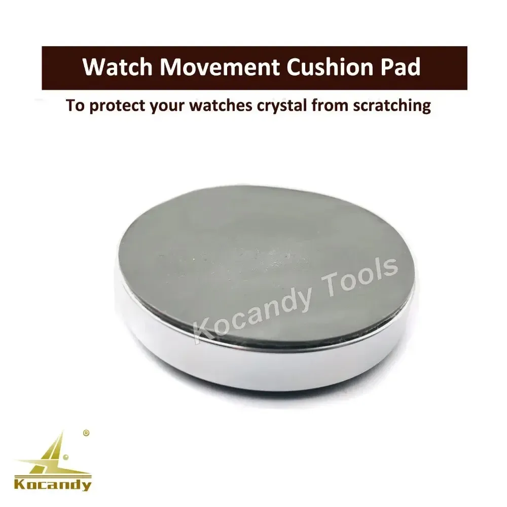 White round crystal protecting cushion pad with a smaller black disc beside it