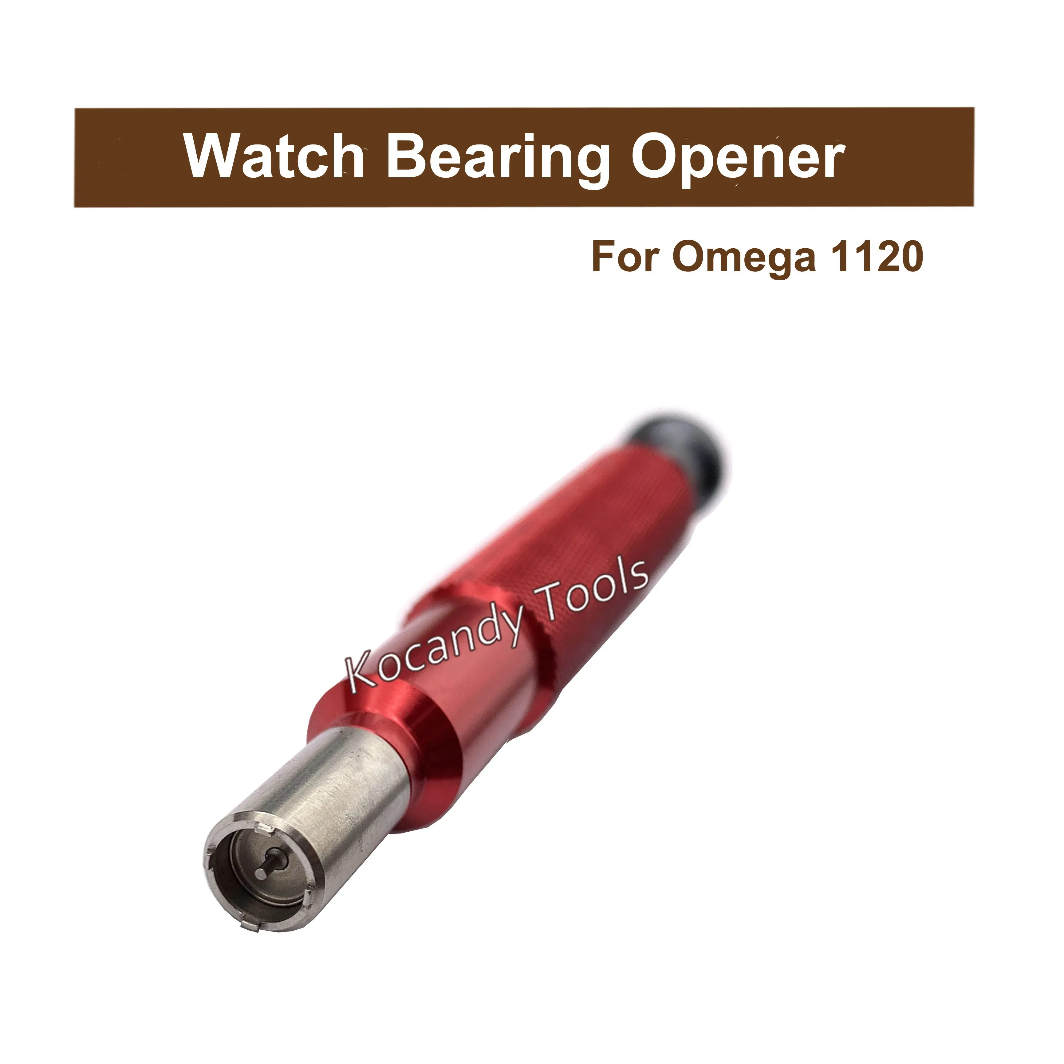 Red bearing opener with knurled body shown at an angle