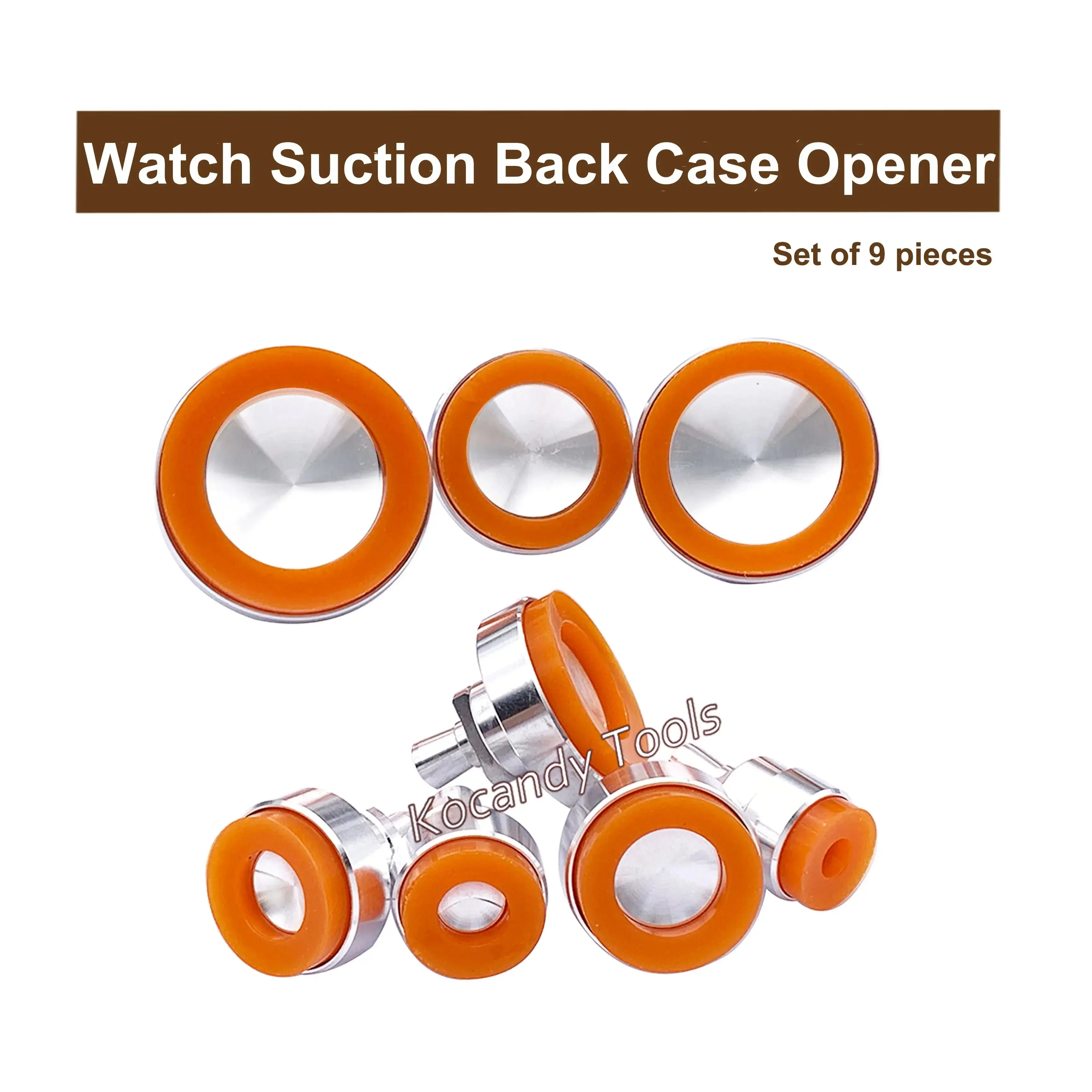 Four orange rubber suction cups of the case opener set